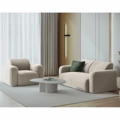 Canapé Velours Jasmin 2 Places beige - 170x95x72 cm