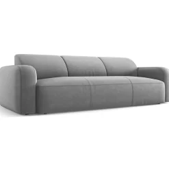 Canapé Velours Jasmin 3 Places gris - 235x95x72 cm