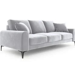 Canapé Velours Madara gris clair - 222x102x90 cm
