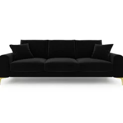 Canapé Velours Madara noir - 222x102x90 cm