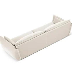 Canapé Velours Vanda 4 Places beige clair - 248x100x85 cm