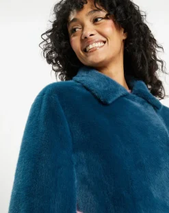 Cape en Fausse Fourrure Mimi bleue