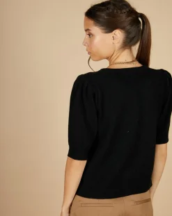 Cardigan 100% Cachemire Claire manches ballon noir