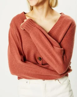 Cardigan 100% Cachemire Dimitri col V vieux rose