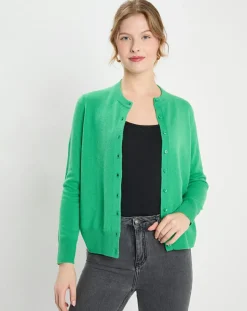 Cardigan 100% Cachemire Zacao vert emeraude