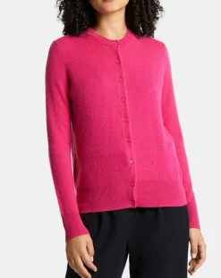 Cardigan 100% Cachemire Zacao col rond rose