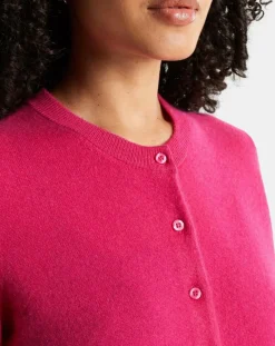 Cardigan 100% Cachemire Zacao col rond rose