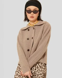 Cardigan 100% Laine Goldie noisette