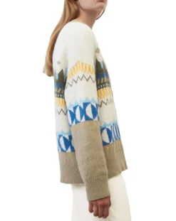 Cardigan en Alpaga, Laine & Cachemire mélangés jacquard graphique multicolore