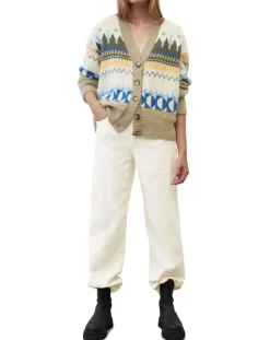 Cardigan en Alpaga, Laine & Cachemire mélangés jacquard graphique multicolore