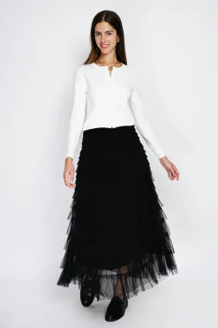 Cardigan en Cachemire mélangé ras de cou naturel