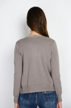 Cardigan en Cachemire mélangé col V taupe