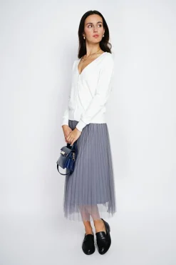 Cardigan en Cachemire mélangé col V naturel