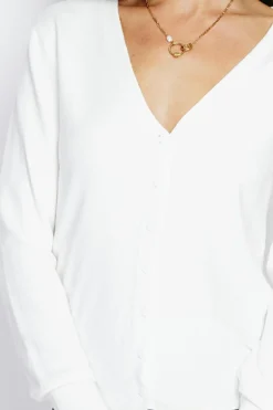 Cardigan en Cachemire mélangé col V naturel