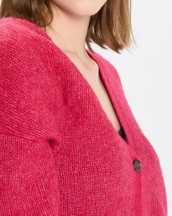 Cardigan en Laine & Alpaga mélangés framboise