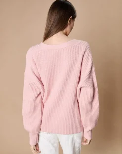 Cardigan en Laine & Cachemire mélangés Noémie vieux rose