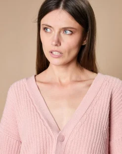 Cardigan en Laine & Cachemire mélangés Noémie vieux rose