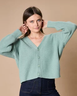 Cardigan en Laine & Cachemire mélangés Noémie sauge