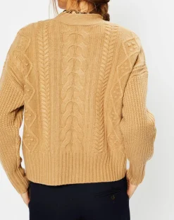 Cardigan en Laine & Cachemire Fabiola T col V beige