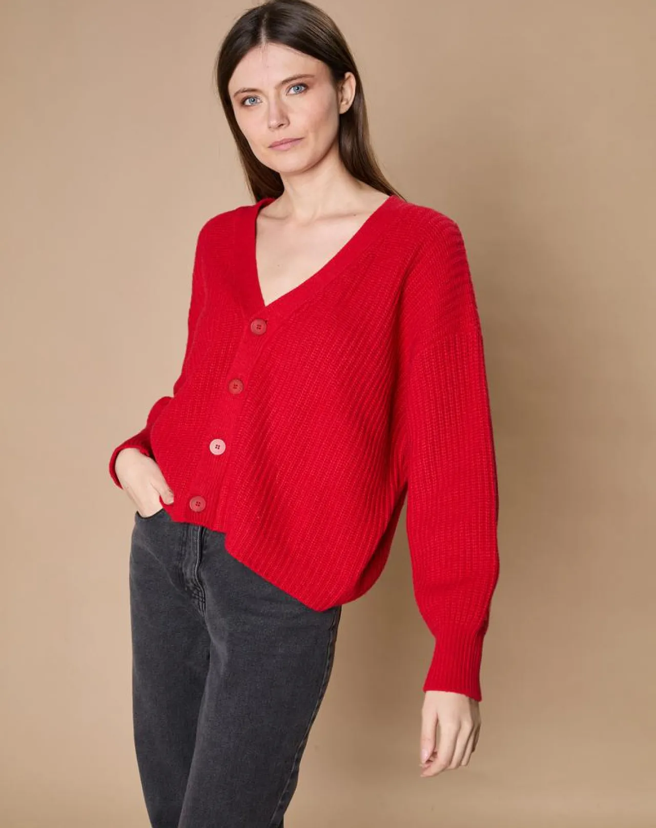 Cardigan en Laine & Cachemire mélangés Noémie rouge