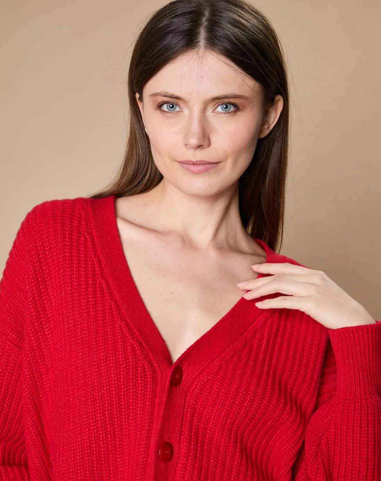 Cardigan en Laine & Cachemire mélangés Noémie rouge