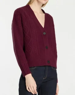 Cardigan en Laine & Cachemire Fabiola T col V bordeaux
