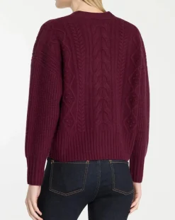 Cardigan en Laine & Cachemire Fabiola T col V bordeaux