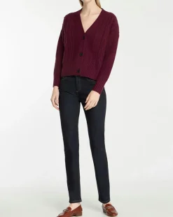 Cardigan en Laine & Cachemire Fabiola T col V bordeaux