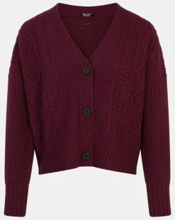 Cardigan en Laine & Cachemire Fabiola T col V bordeaux