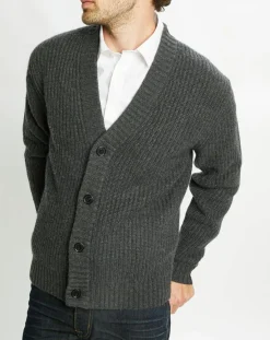Cardigan en Laine & Cachemire Potecard Gulet Boxy gris foncé