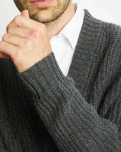 Cardigan en Laine & Cachemire Potecard Gulet Boxy gris foncé