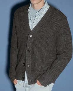 Cardigan en Laine & Cachemire Potecard Gulet Boxy gris foncé