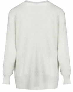 Cardigan en Laine & Mohair mélangés Basal à sequins blanc perle