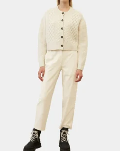 Cardigan en Laine mélangée à torsades écru