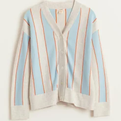 Cardigan en Maille de Coton Gemyr rayé gris/bleu