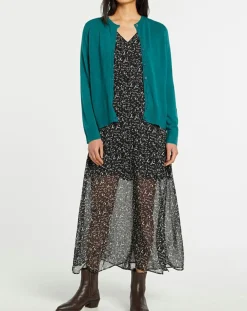 Cardigan en Maille fine Fanny vert foncé