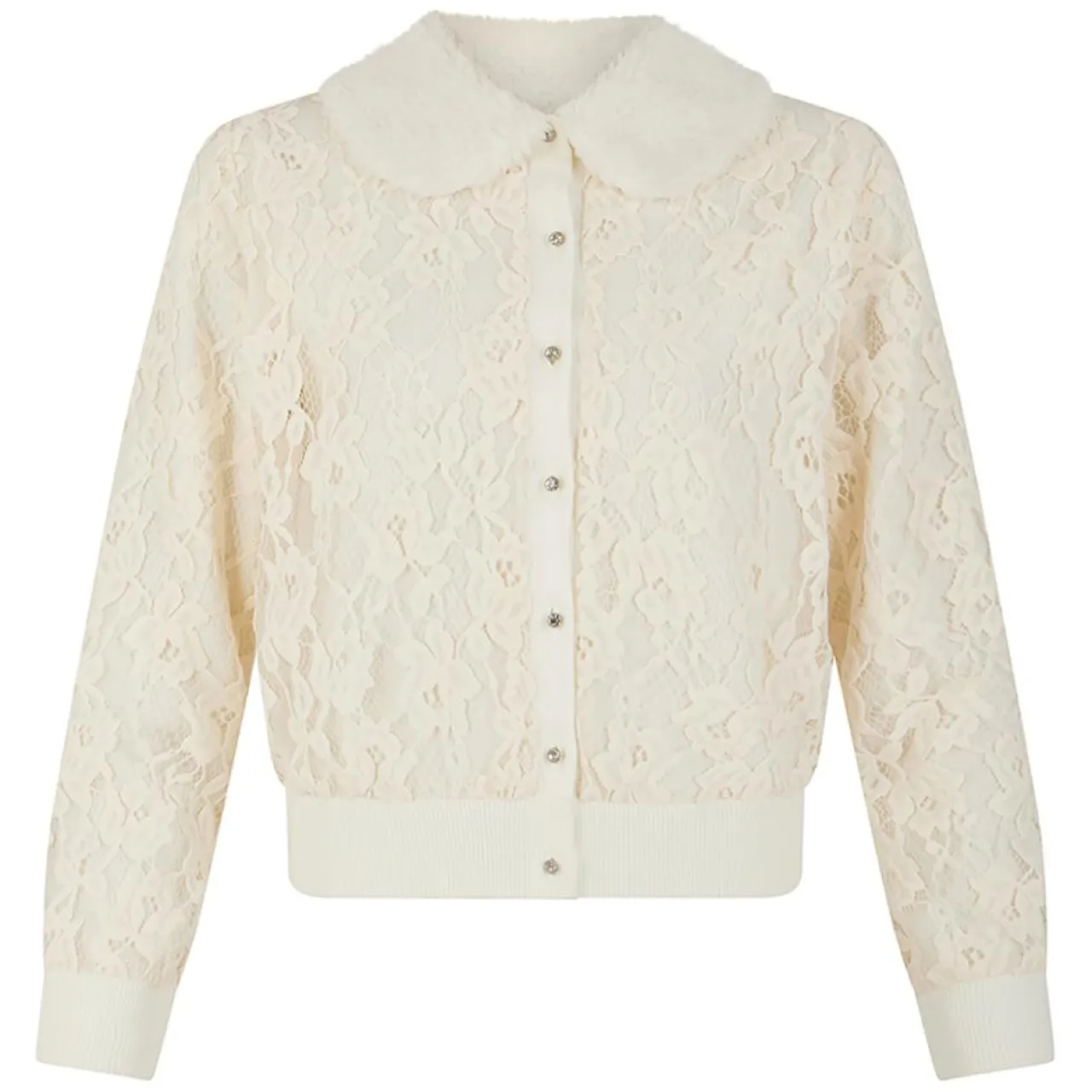 Cardigan Maille Dentelle ecru