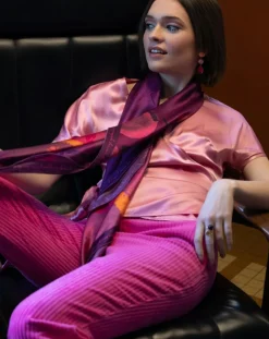 Carré 100% Soie Alice néon - 105x105 cm