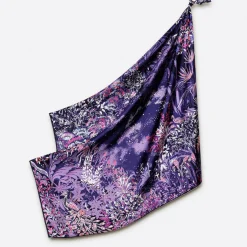 Carré 100% Soie Idylle lilas - 105x105 cm