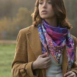 Carré 100% Soie Idylle néon - 105x105 cm