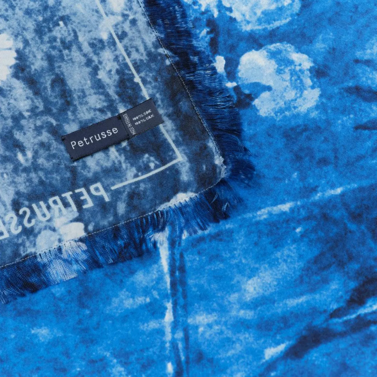 Carré 100% Soie Liv denim - 90x90 cm