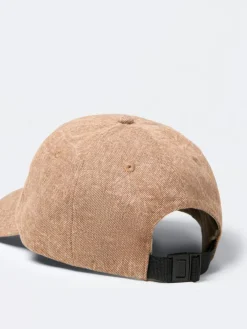 Casquette baseball chinée en coton noisette