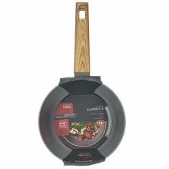 Casserole induction manche effet bois marron/gris - 37x20.6x19.8 cm