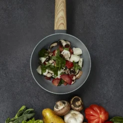 Casserole induction manche effet bois marron/gris - 37x20.6x19.8 cm