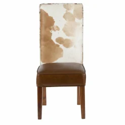Chaise à haut dossier en peau de vache Acacia Savage Naturel - 46x50x109 cm