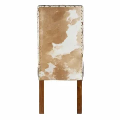Chaise à haut dossier en peau de vache Acacia Savage Naturel - 46x50x109 cm