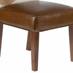 Chaise à haut dossier en peau de vache Acacia Savage Naturel - 46x50x109 cm