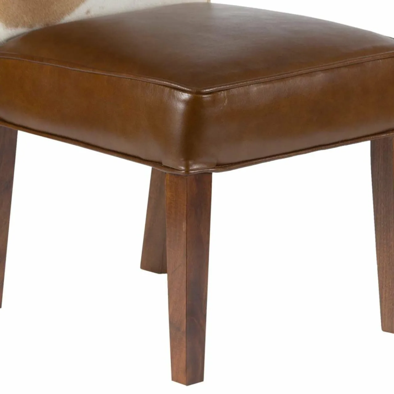 Chaise à haut dossier en peau de vache Acacia Savage Naturel - 46x50x109 cm