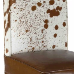 Chaise de bar en acacia et peau de vache Acacia Savage Marron - 46x50x114 cm