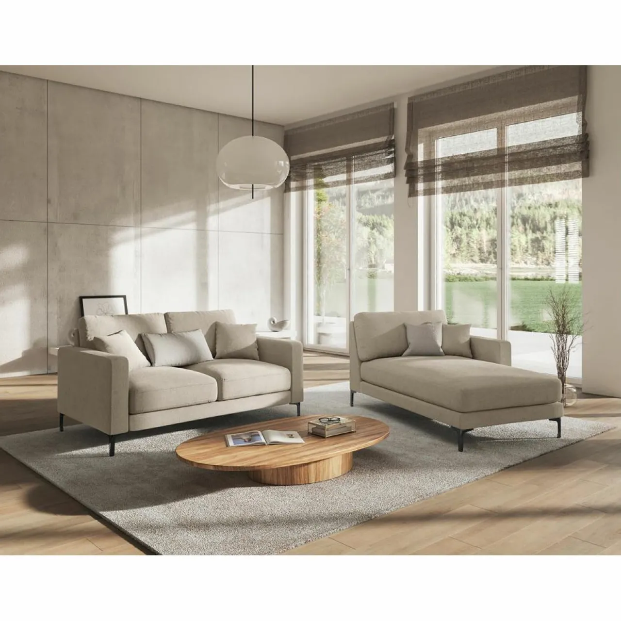 Chaise Longue Droite Venus beige - 160x104x90 cm